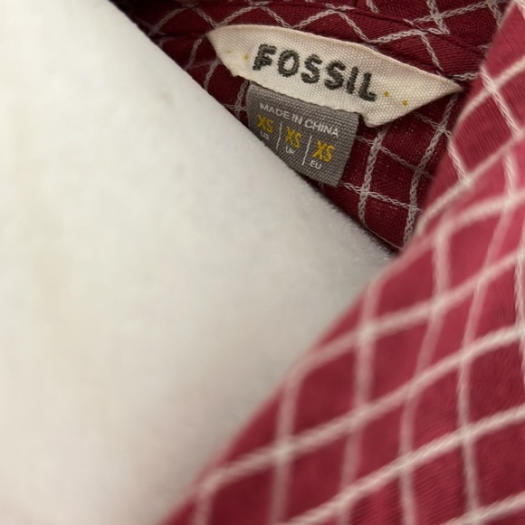 Vintage Fossil dress size XS burgundy white grid print - Picture 7 of 7